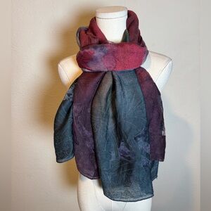 NWT Spain in America Velvet Burnout Scarf Rose Teal Combo